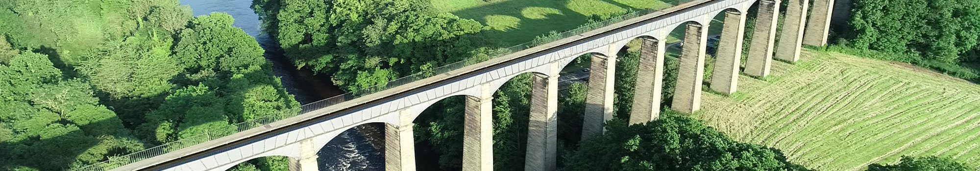 Drone footage of Pontcysyllte Aqueduct in Wrexham, North Wales