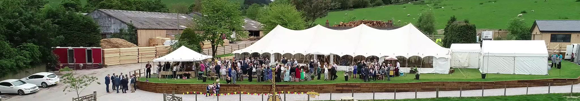 Aerial video of outdoor wedding at North Wales venue